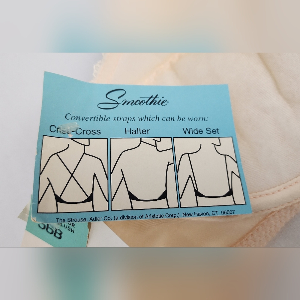 ♥️ NWT VINTAGE STRAPLESS PUSH-UP BRA BY SMOOTHIE - 36B - BLUSH ♥️ - Picture 12 of 12